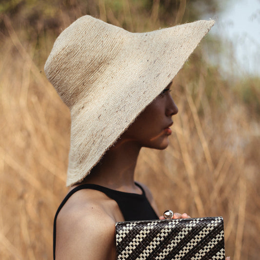 RIRI Jute Handwoven Straw Hat In Natural Beige