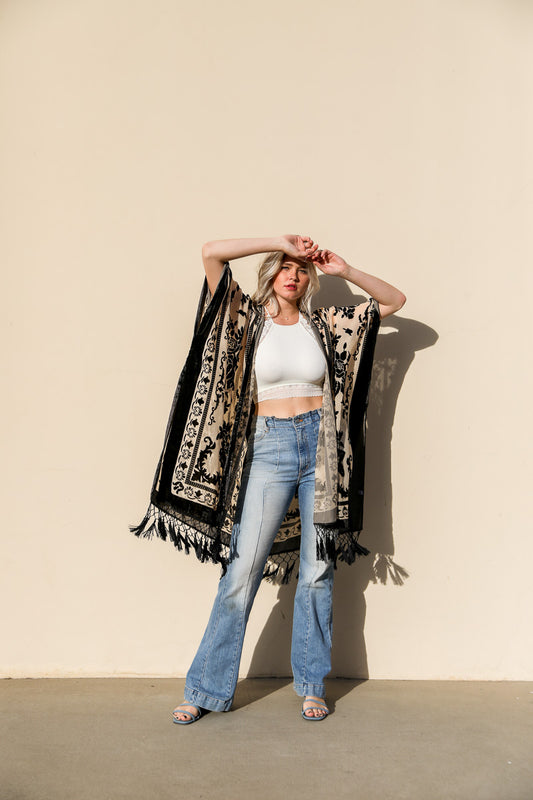 Velvet Mesh Tapestry Kimono