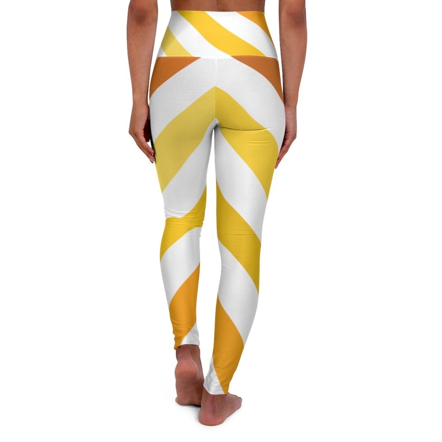 Womens High-waist Fitness Legging Yoga Pants - Yellow White